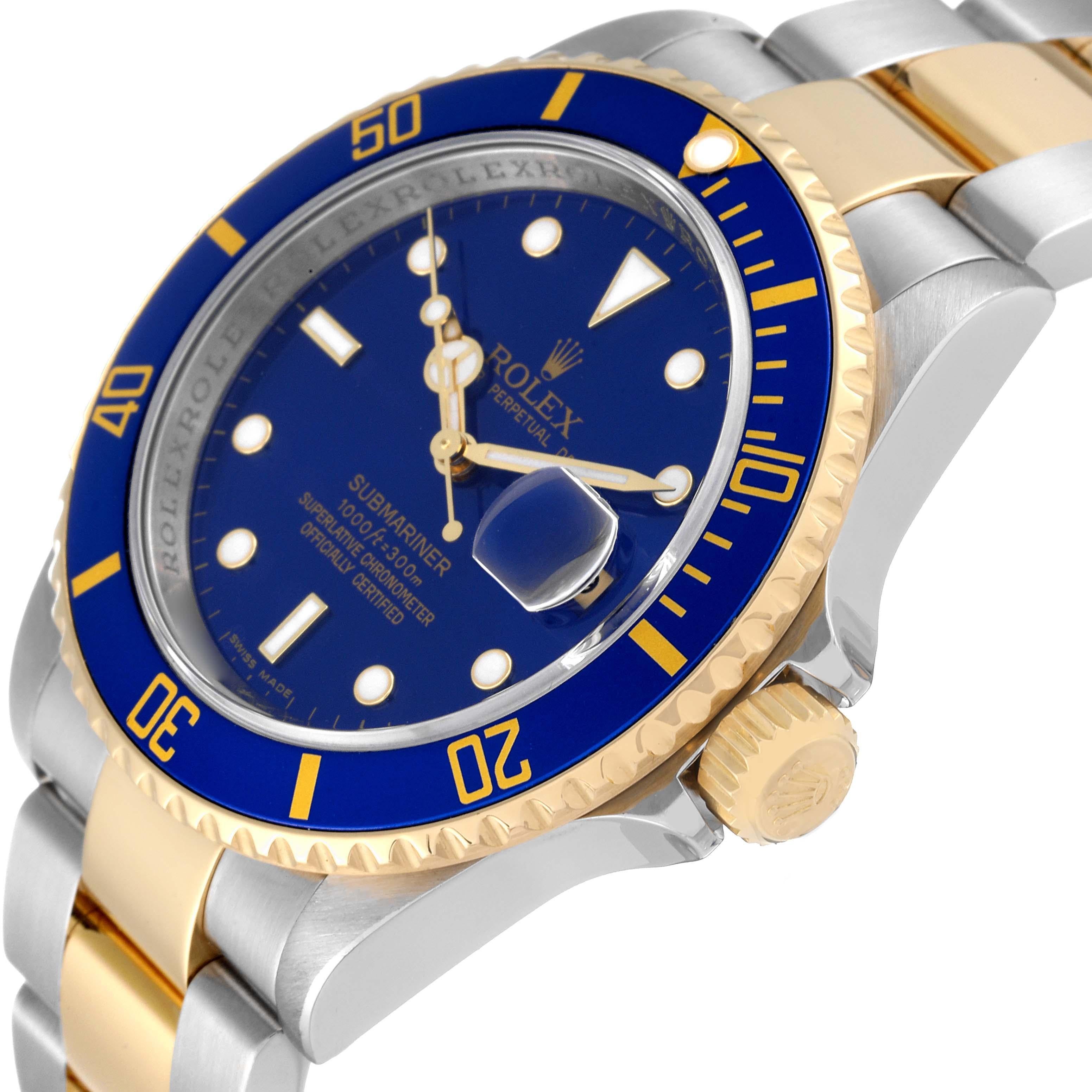 Rolex Submariner Steel Yellow Gold Blue Dial Mens Watch 116613 Box Card 1