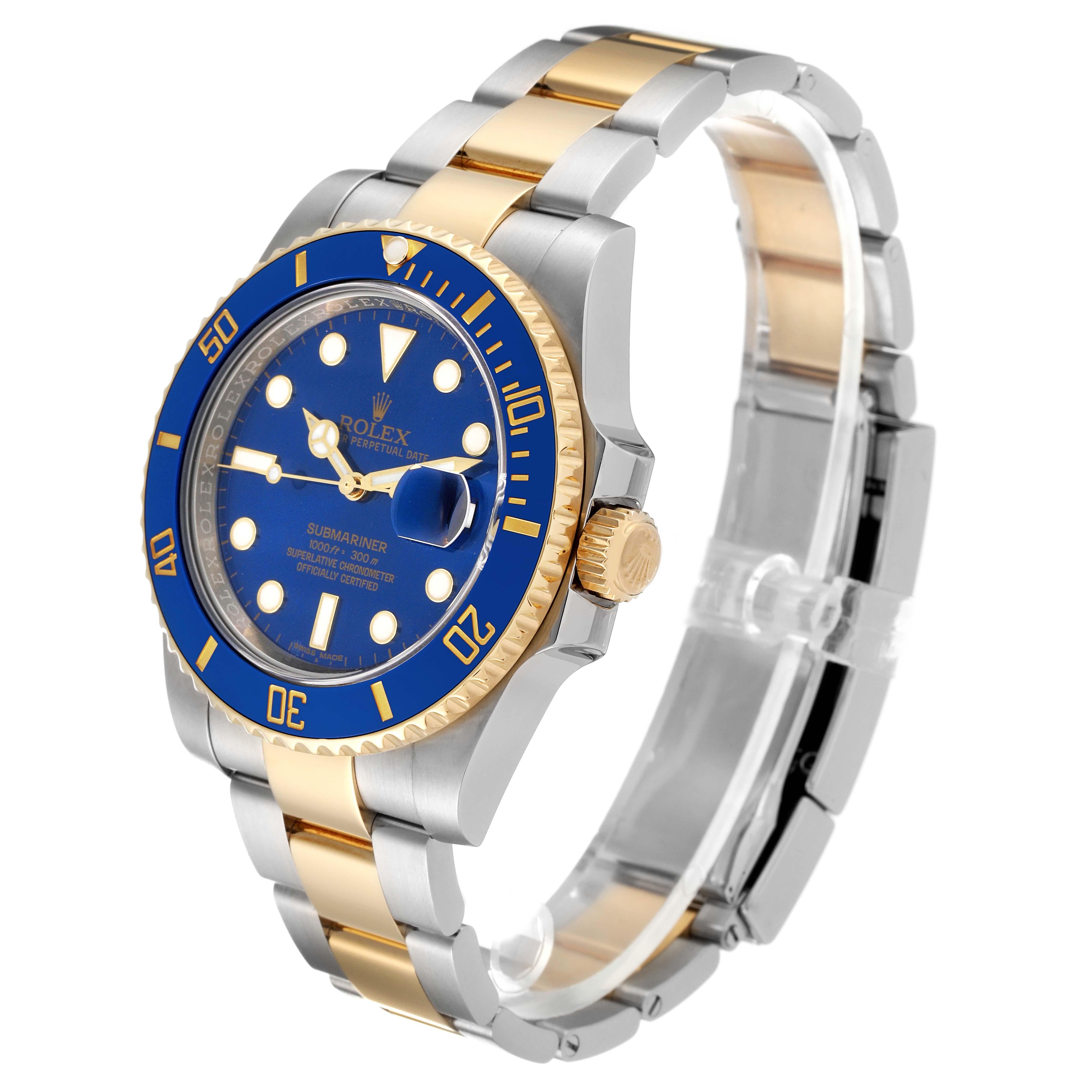Rolex Submariner Steel Yellow Gold Blue Dial Mens Watch 116613 Box Card 3