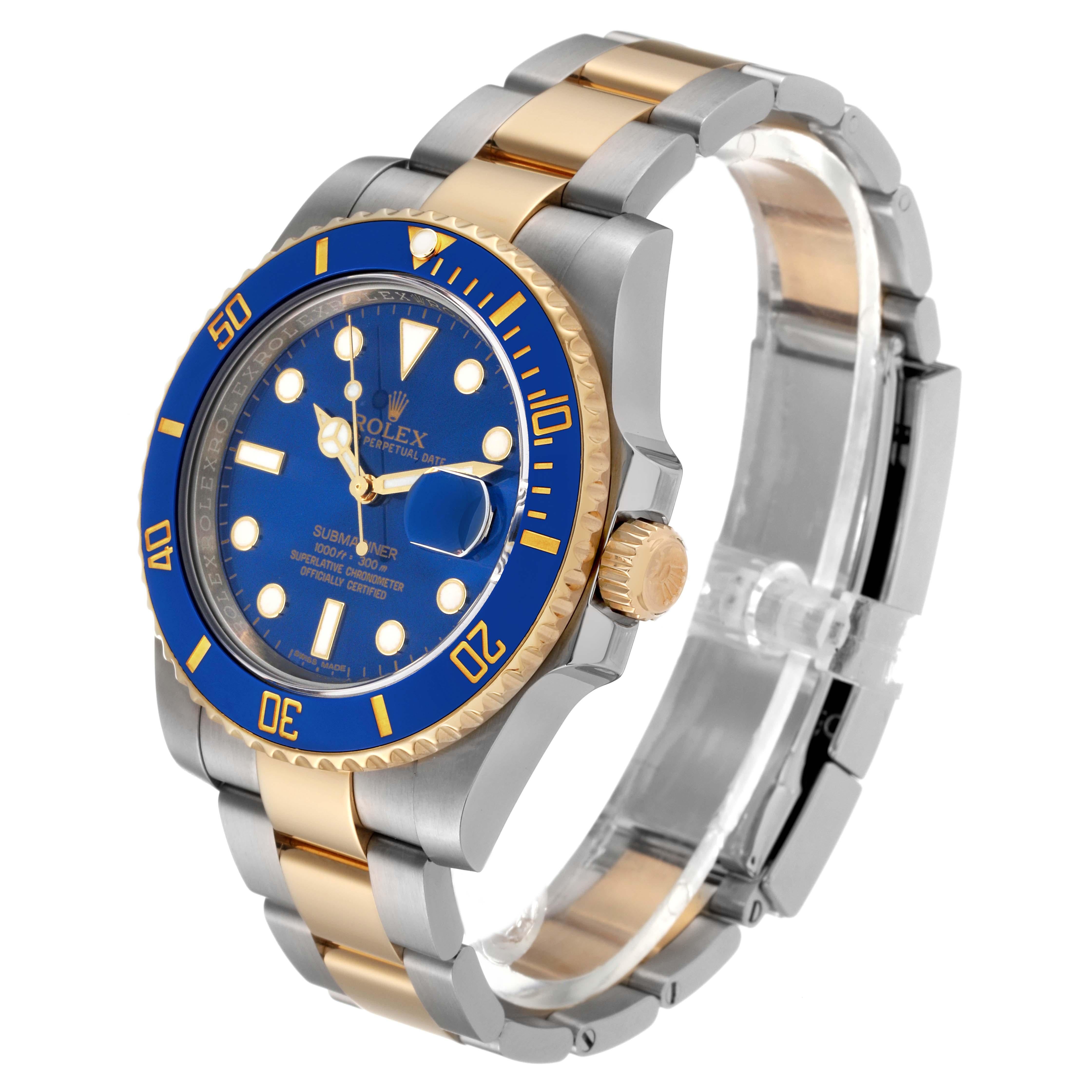 Rolex Submariner Steel Yellow Gold Blue Dial Mens Watch 116613 Box Card For Sale 5