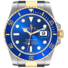 Rolex Submariner Acciaio Oro Giallo Quadrante Blu Orologio Uomo 116613 Scheda Scatola