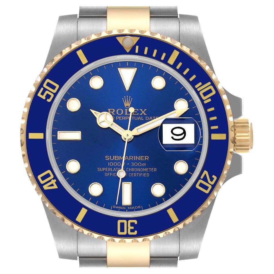 Rolex Submariner Steel 18K Yellow Gold Blue Dial Men's Watch 116613 For ...