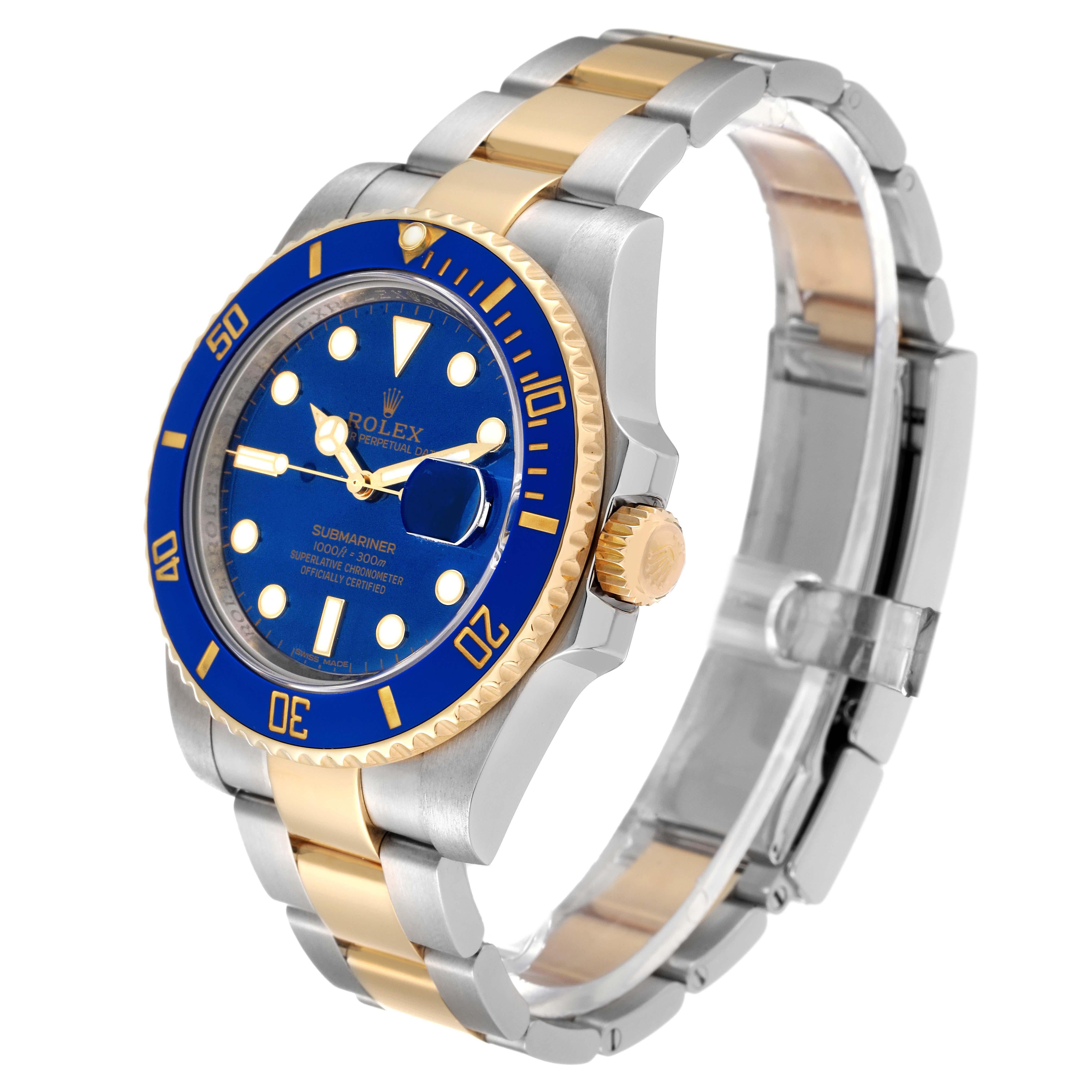 Men's Rolex Submariner Steel Yellow Gold Blue Dial Mens Watch 116613 For Sale