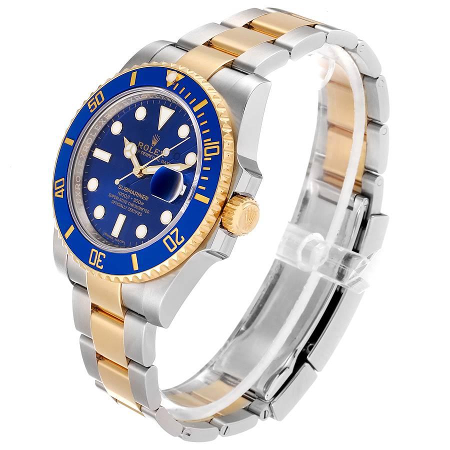 Rolex Submariner Stahl Gelbgold Blau Zifferblatt Herrenuhr 116613 Ungetragen im Angebot 1