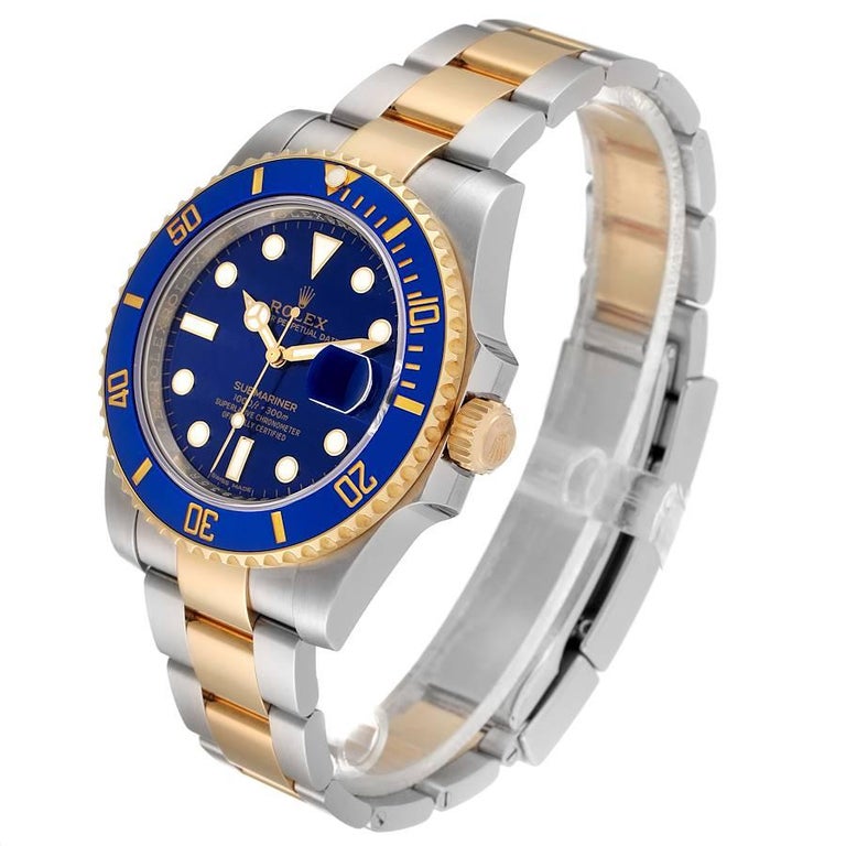 Men's Rolex Submariner Steel Yellow Gold Blue Dial Mens Watch 116613 Unworn