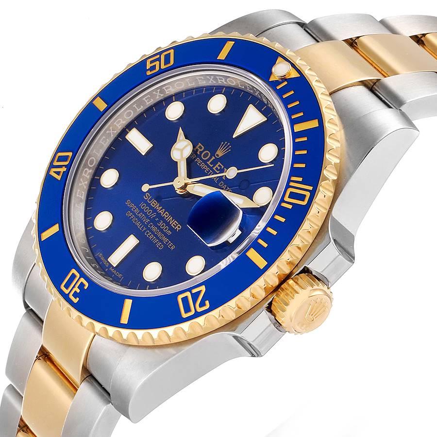 Rolex Submariner Stahl Gelbgold Blau Zifferblatt Herrenuhr 116613 Ungetragen im Angebot 2