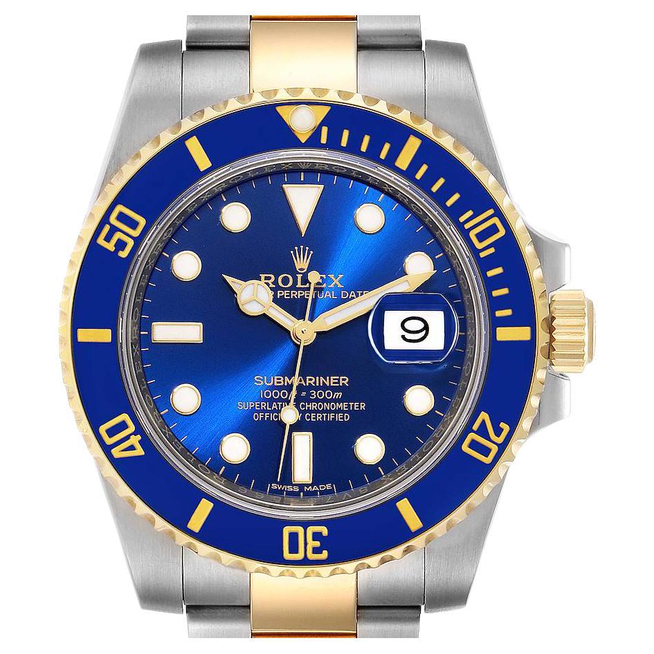 Rolex Submariner Steel Yellow Gold Blue Dial Mens Watch 116613 Unworn