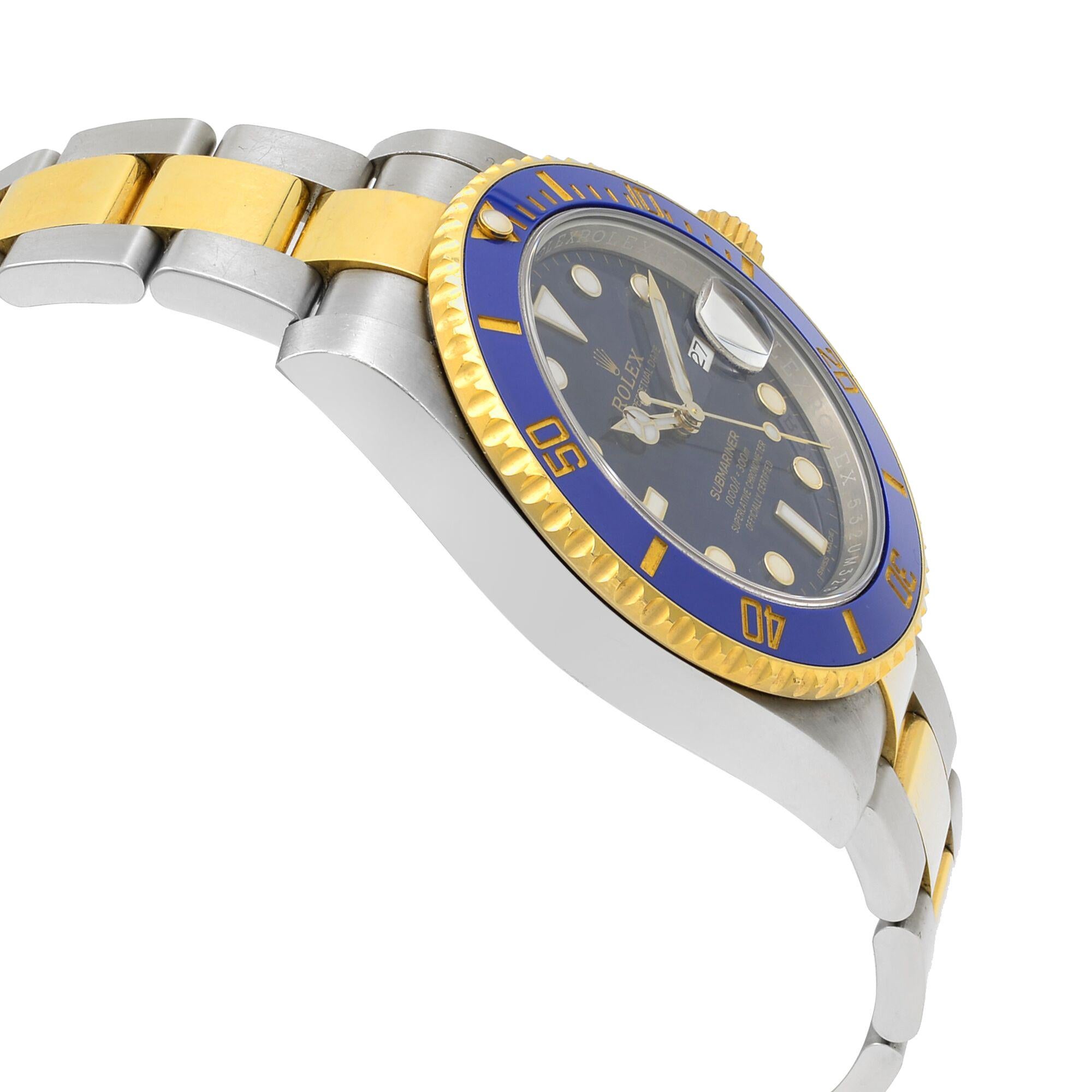 Men's Rolex Submariner Steel Yellow Gold Ceramic Blue Dial Automatic Mens Watch 116613