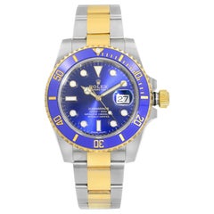 Rolex Submariner Steel Yellow Gold Ceramic Blue Dial Automatic Mens Watch 116613