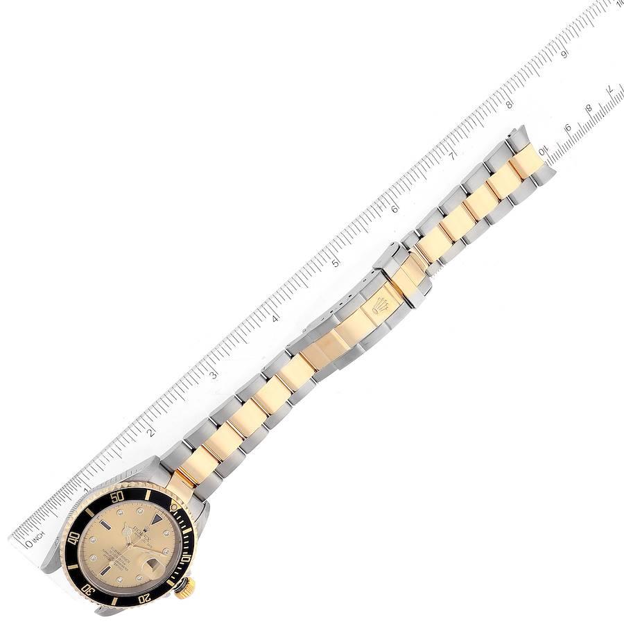 Rolex Submariner Steel Yellow Gold Diamond Sapphire Serti Dial Mens Watch 16613 3