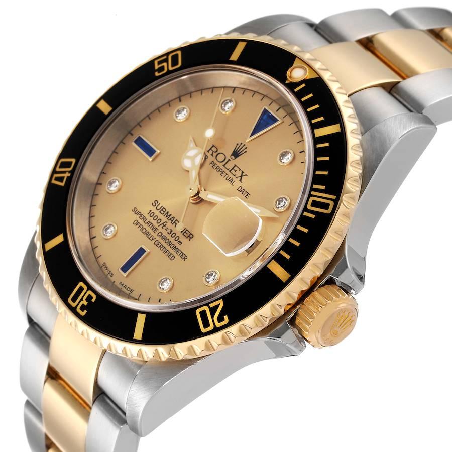 rolex submariner date diamond sapphire serti men's watch 16613 16613-serti