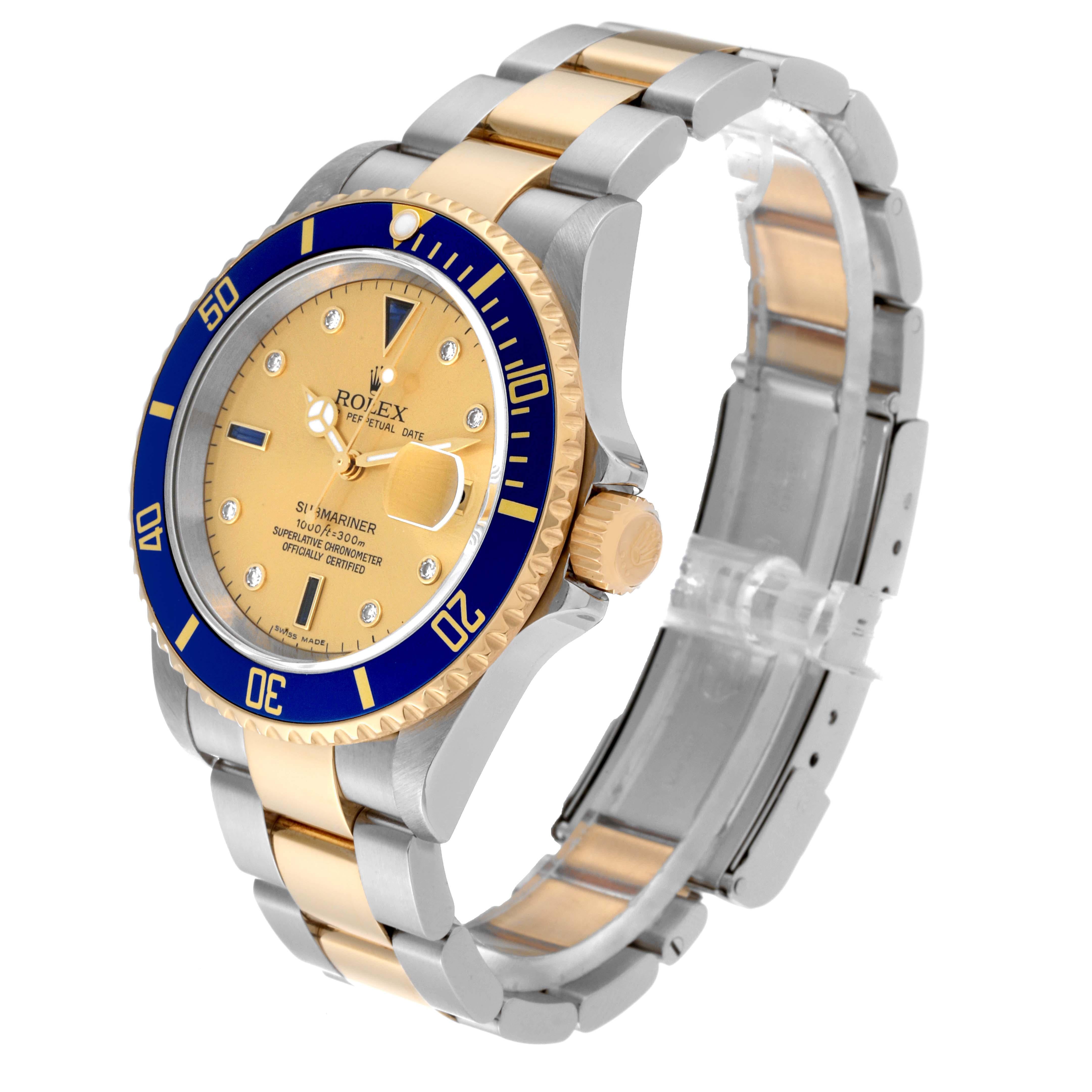 rolex submariner date diamond sapphire serti men's watch 16613 16613-serti
