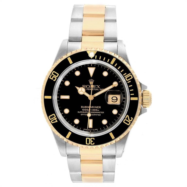 Rolex Submariner Steel Yellow Gold Oyster Bracelet Men's Watch 16613 ...