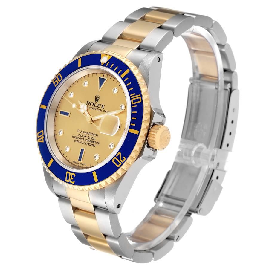 Men's Rolex Submariner Steel Yellow Gold Serti Dial Mens Watch 16613