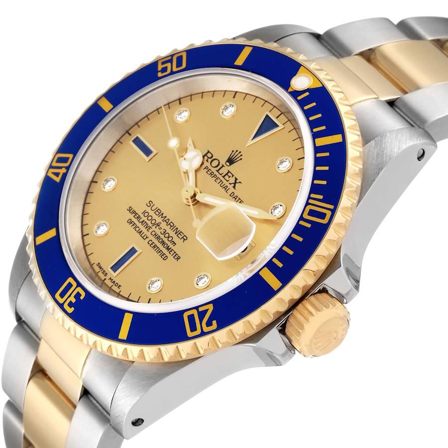 Rolex Submariner Steel Yellow Gold Serti Dial Mens Watch 16613 1