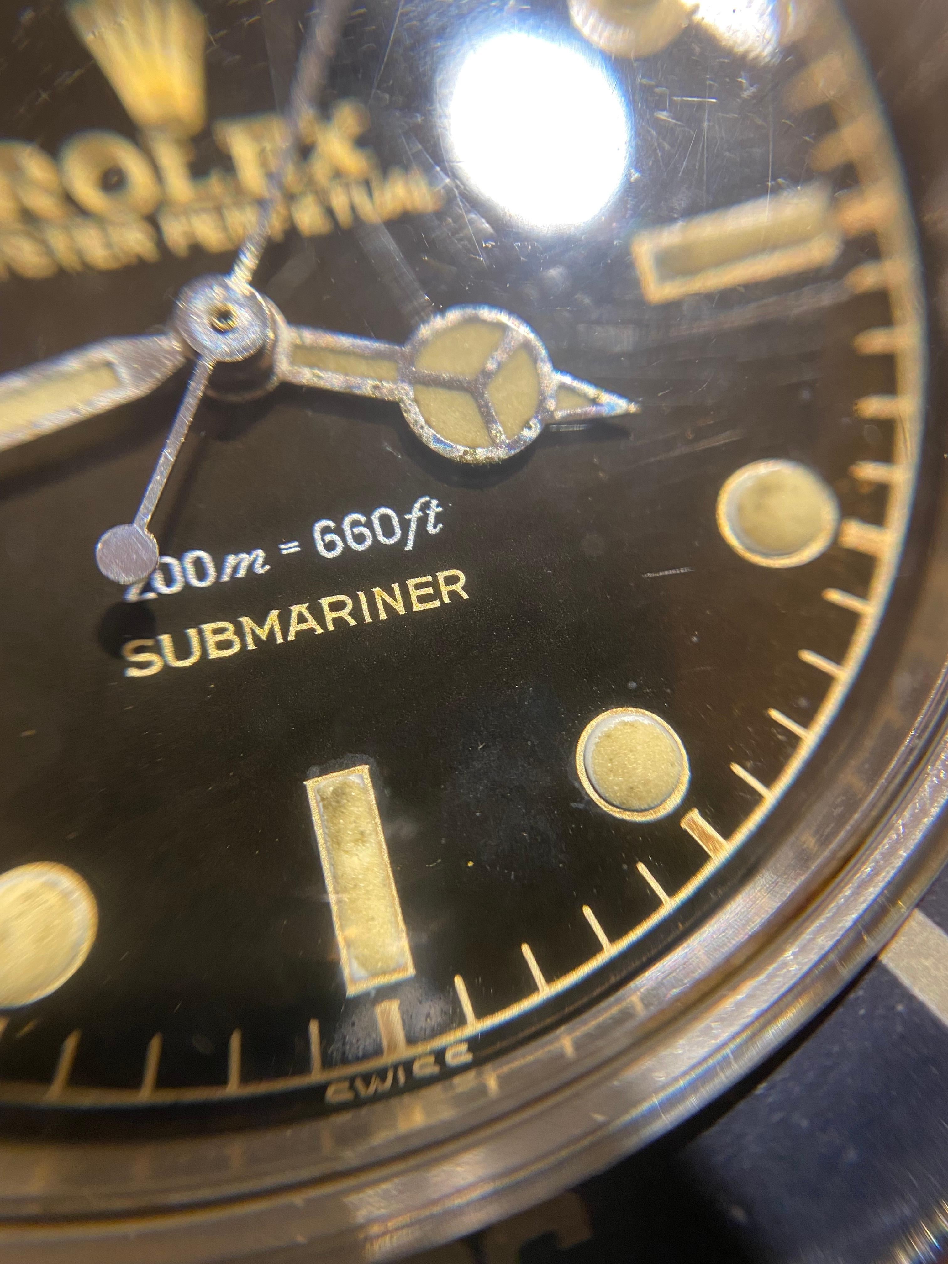 Rolex Submariner Tropical Braun glänzendes vergoldetes Zifferblatt 5512 Stahl Automatikuhr 1960 im Angebot 6