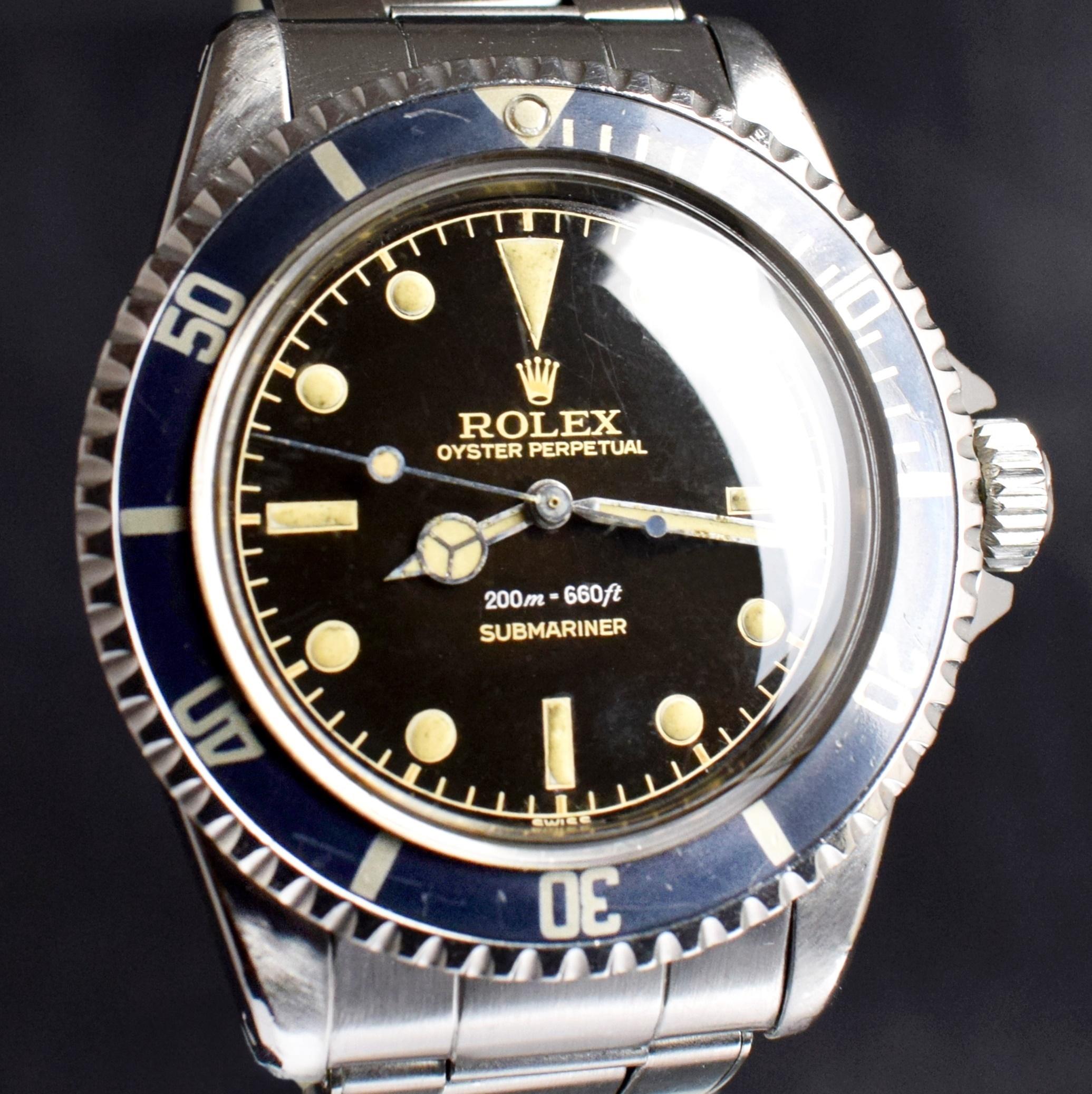 Rolex Montre Submariner automatique en acier avec cadran marron tropical et doré brillant 5512, 1960 en vente 1