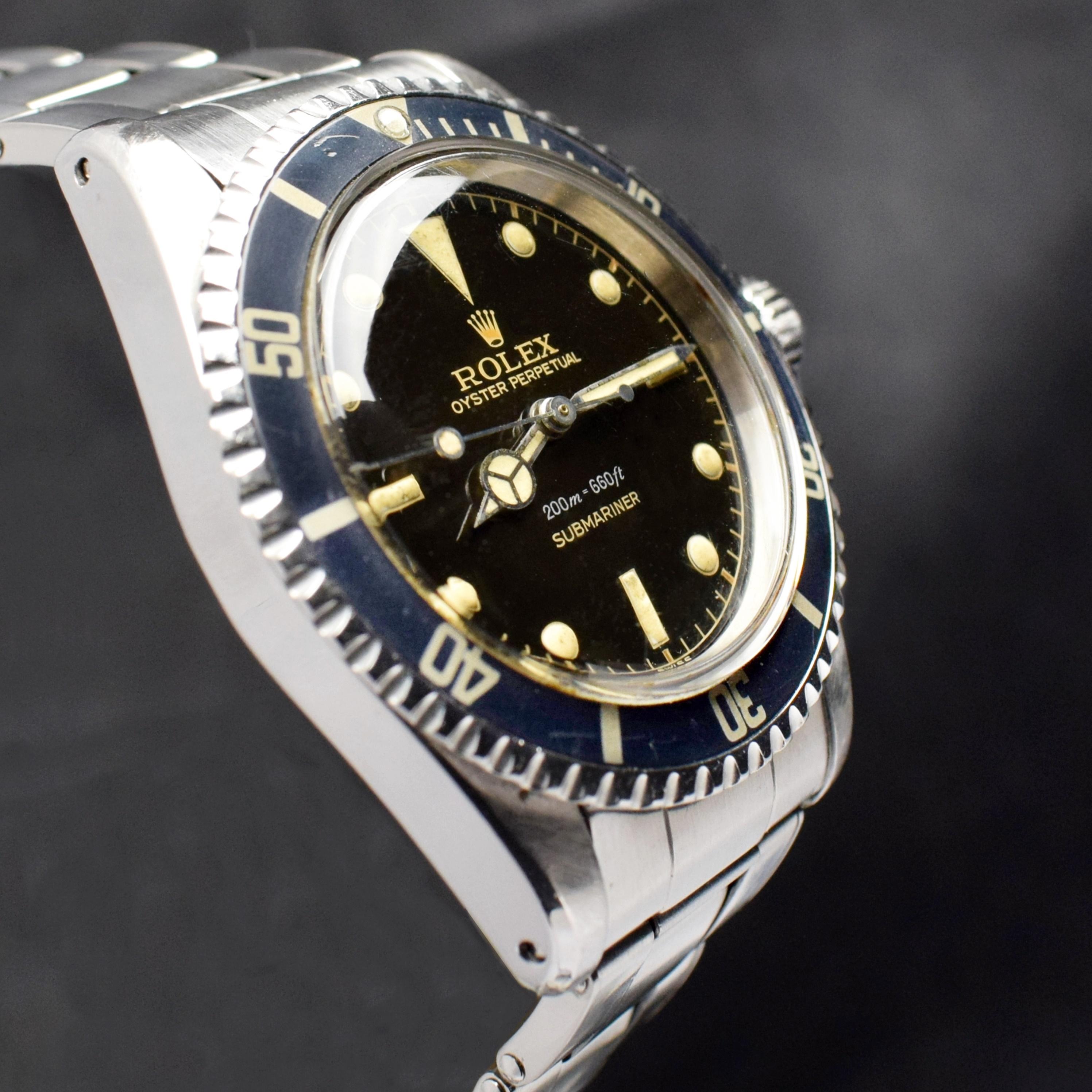 Women's or Men's Rolex Submariner Tropical Brown Glossy Gilt Dial 5512 Steel Automatic Watch 1960 For Sale