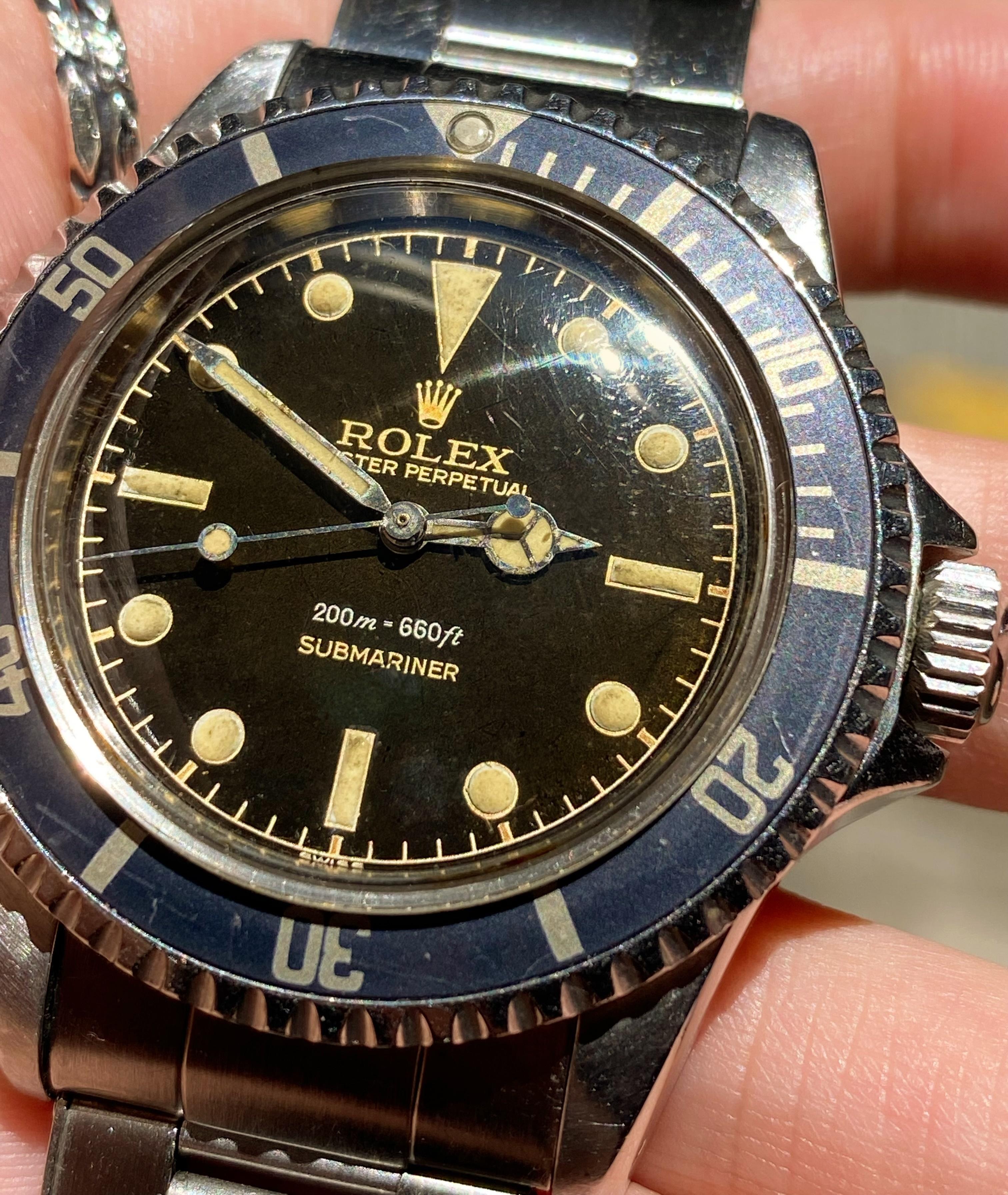 Rolex Montre Submariner automatique en acier avec cadran marron tropical et doré brillant 5512, 1960 en vente 3