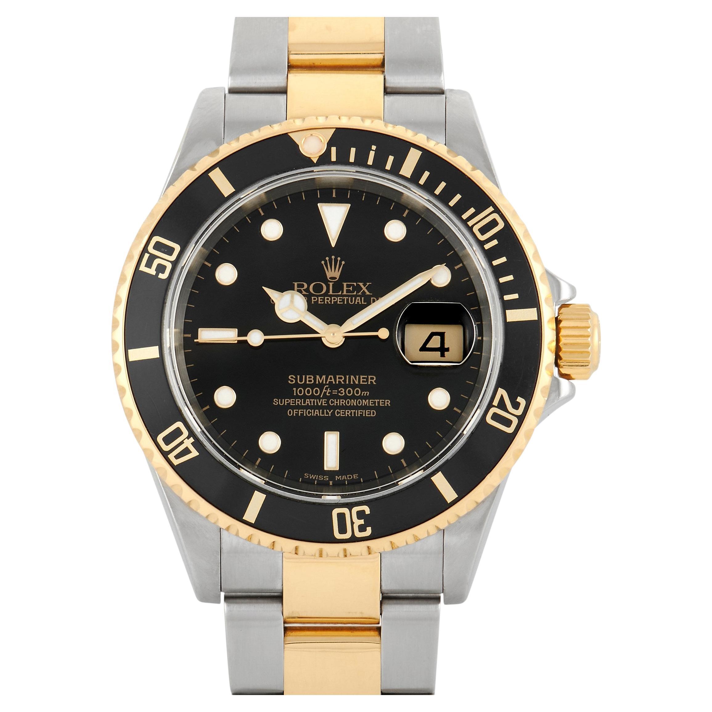 Montre Rolex Submariner bicolore à cadran noir 16613