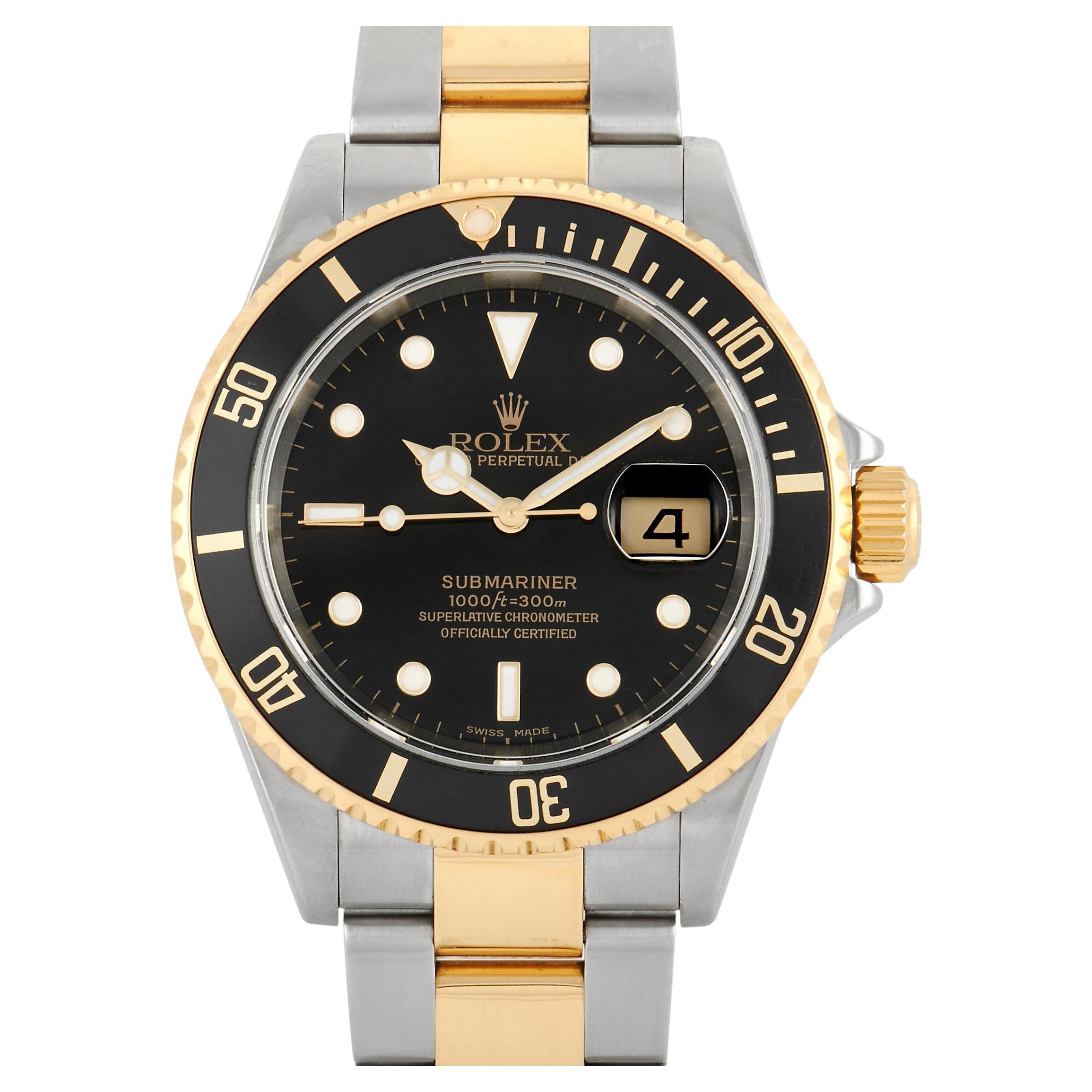 Rolex Submariner Two-Tone Black Dial Watch 16613