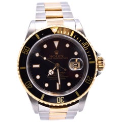Rolex Submariner Two-Tone Black Dial Watch Ref 16613