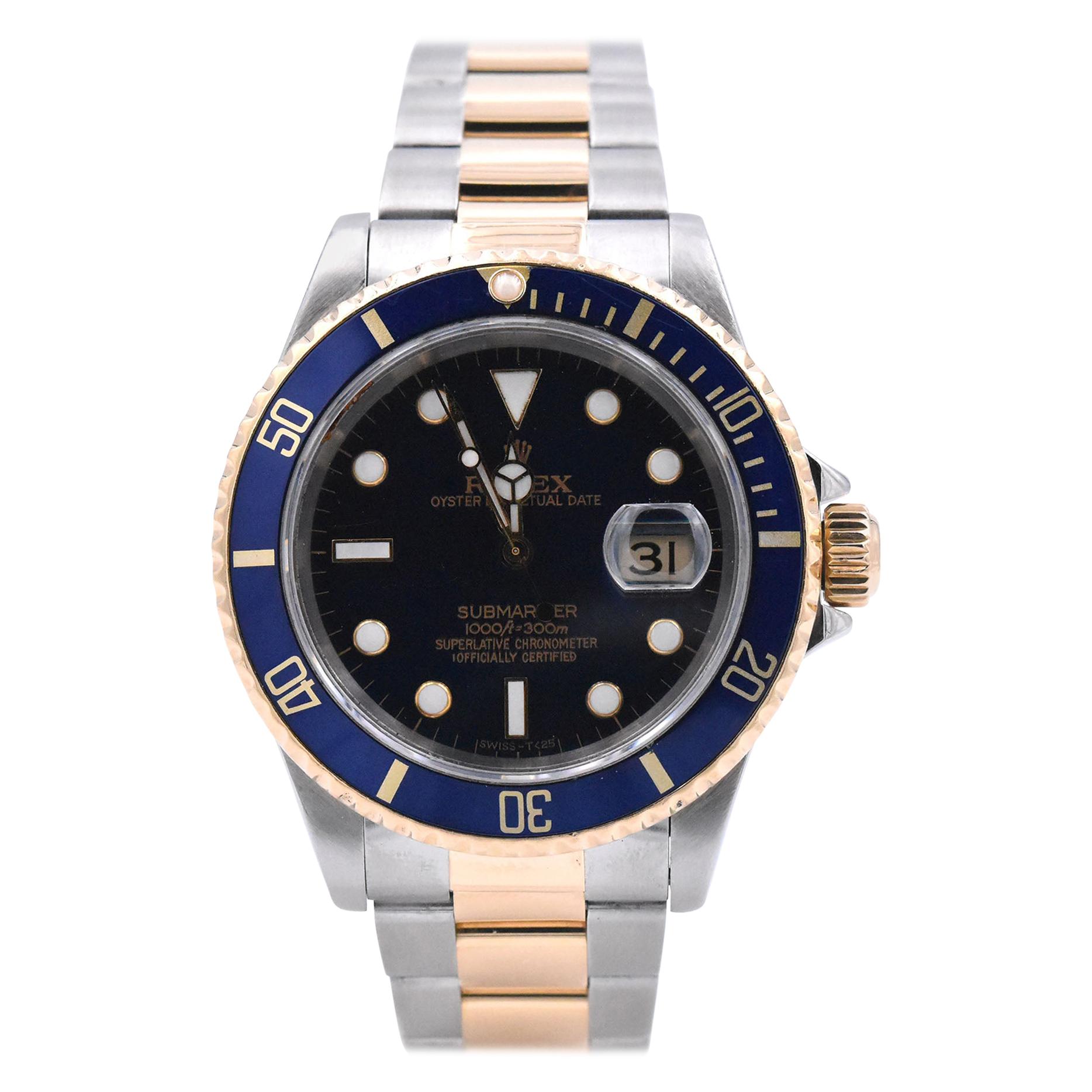 Rolex Submariner Two-Tone Blue Dial Watch Ref. 16613