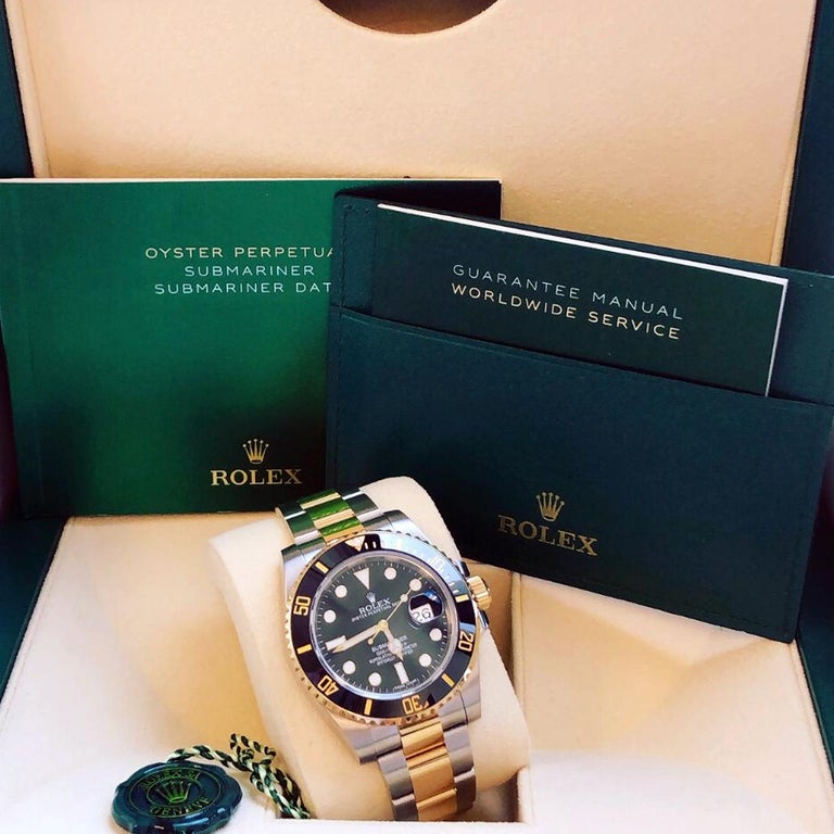Rolex Submariner Two-Tone Gold Black Dial Stainless Steel Oyster Watch 116613LN For Sale 4