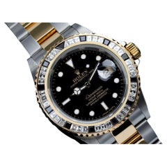 Rolex Submariner Two Tone Watch With Custom Diamond Bezel 16613