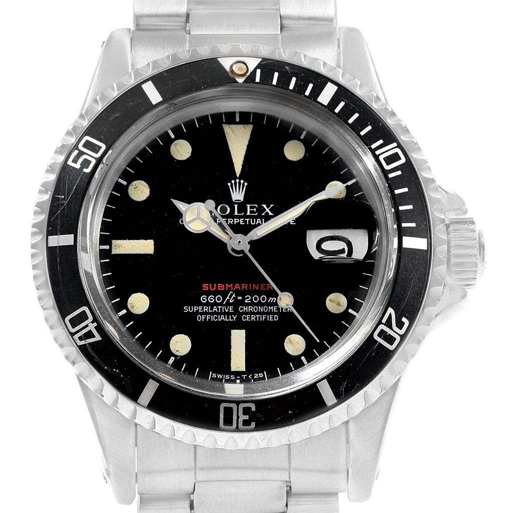 Rolex Submariner Vintage Mark IV Dial Steel Mens Watch 1680. Official certified chronometer automatic self-winding movement. Rhodium-plated, oeil-de-perdrix decoration, straight-line lever escapement, monometallic balance adjusted to temperatures