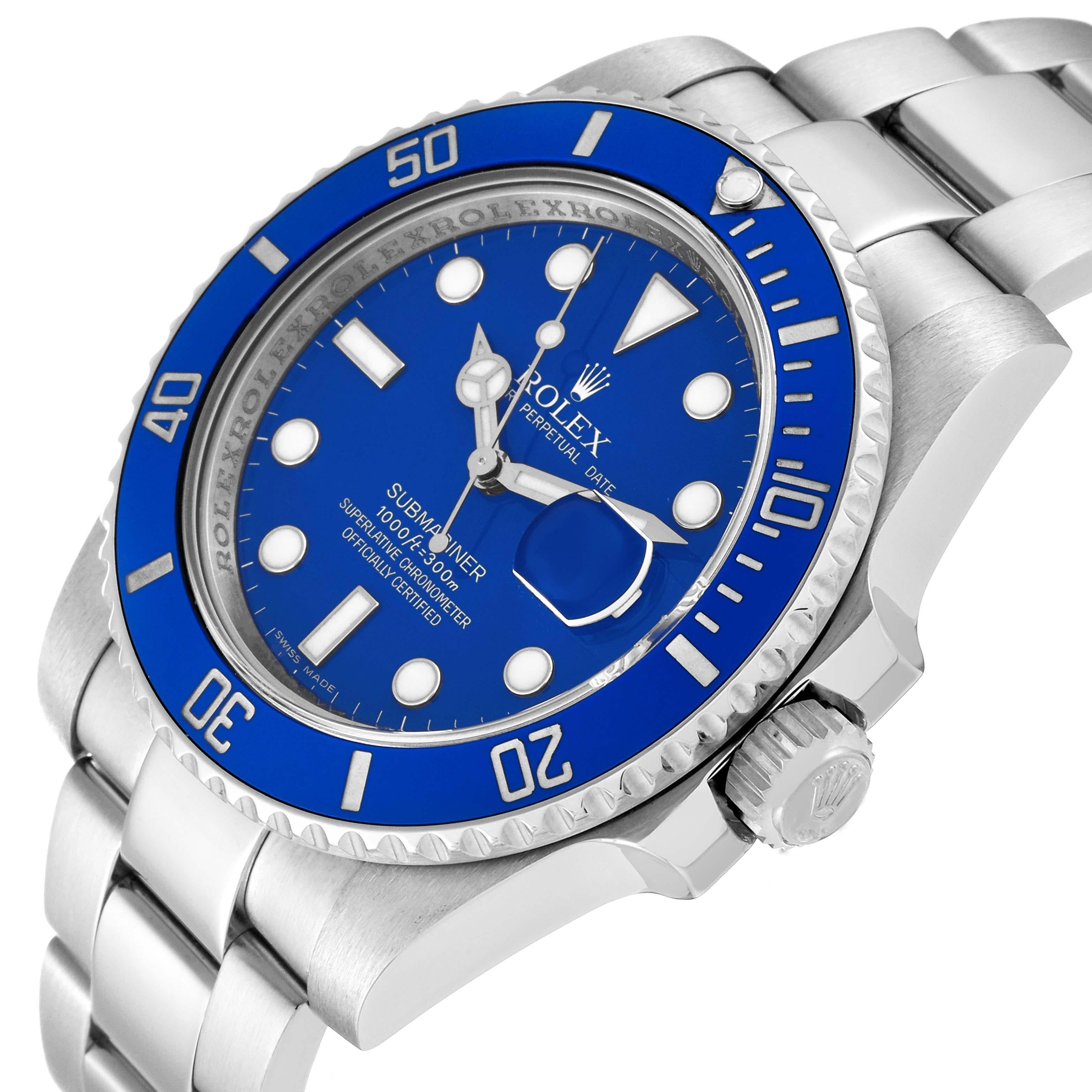 Rolex Submariner White Gold Blue Dial Ceramic Bezel Mens Watch 116619 1