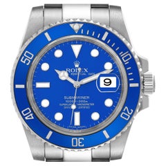 Rolex Submariner White Gold Blue Dial Ceramic Bezel Mens Watch 116619