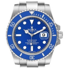Rolex Submariner Oro Bianco Quadrante Blu Lunetta in Ceramica Orologio 116619 Scheda Scatola