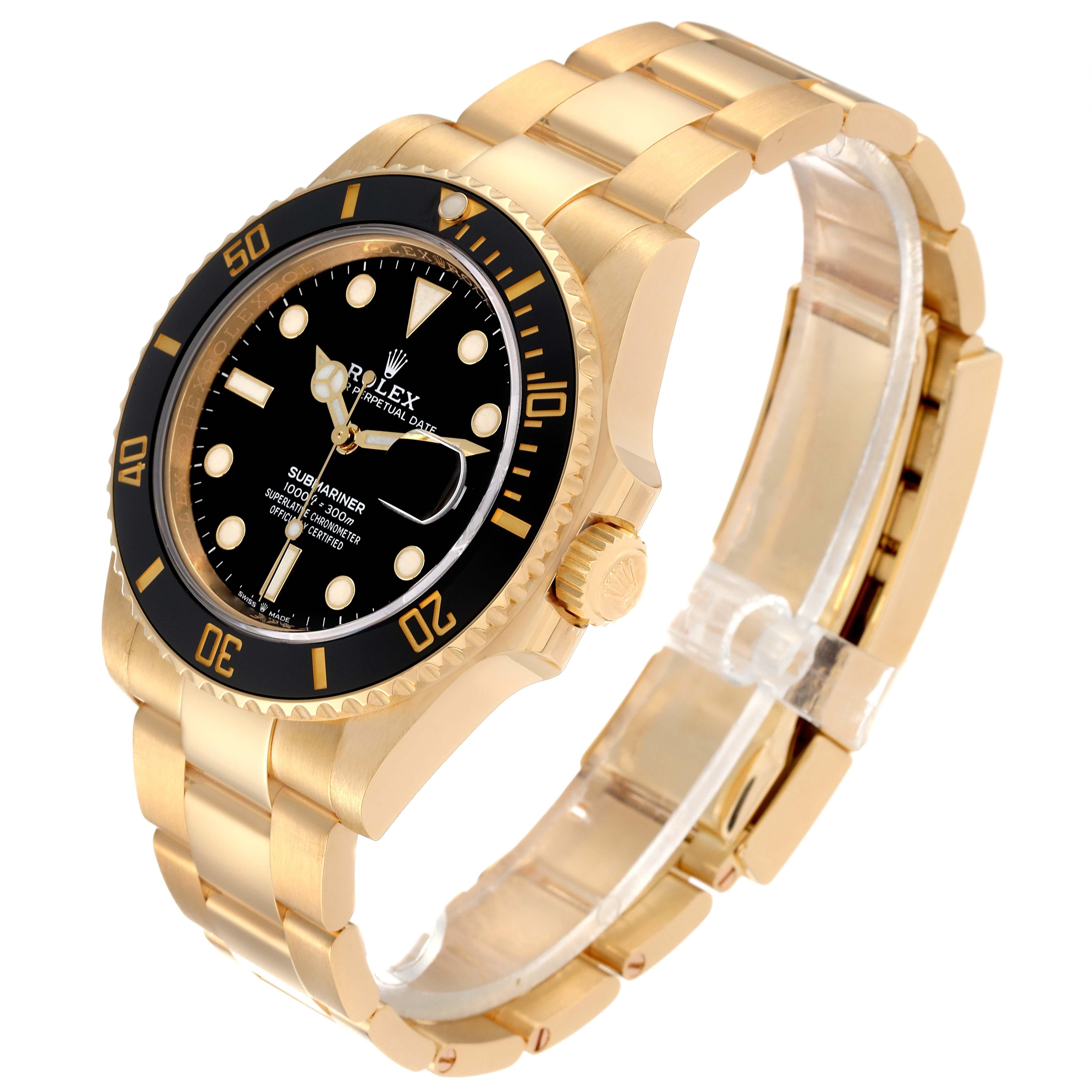 Men's Rolex Submariner Yellow Gold Black Dial Bezel Mens Watch 126618 Box Card For Sale