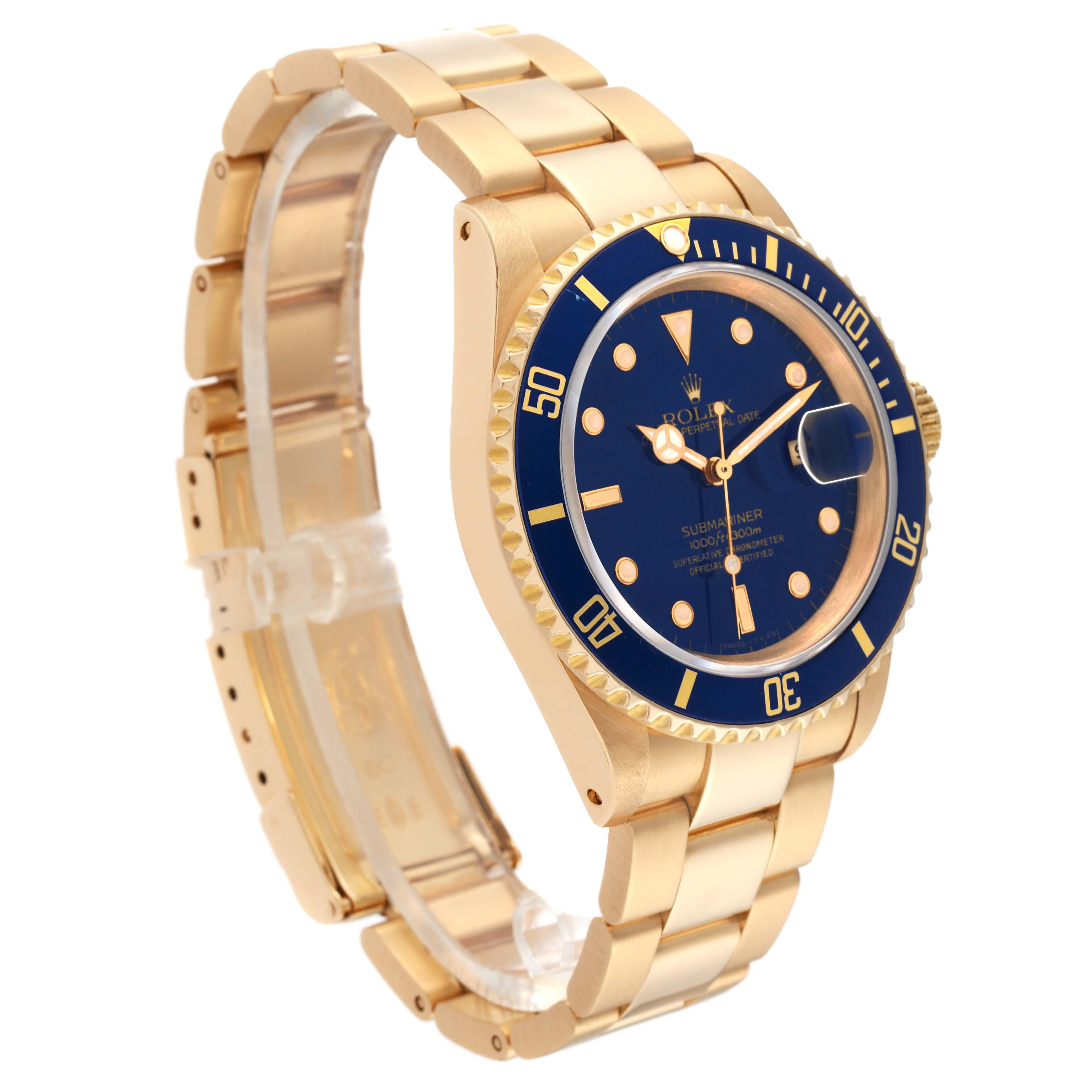 Rolex Submariner Yellow Gold Blue Dial 40mm Mens Watch 16618 3