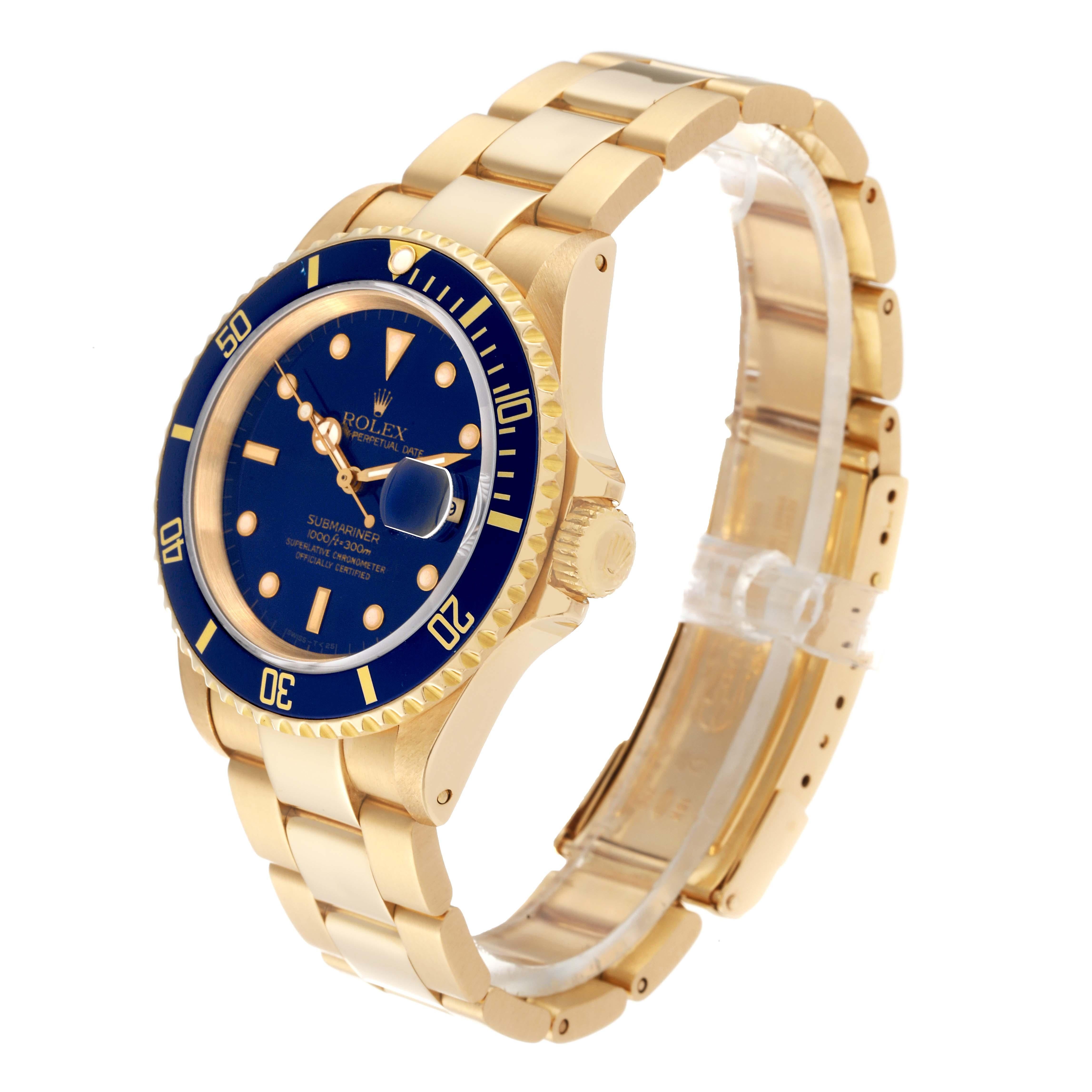 Rolex Submariner Yellow Gold Blue Dial 40mm Mens Watch 16618 4
