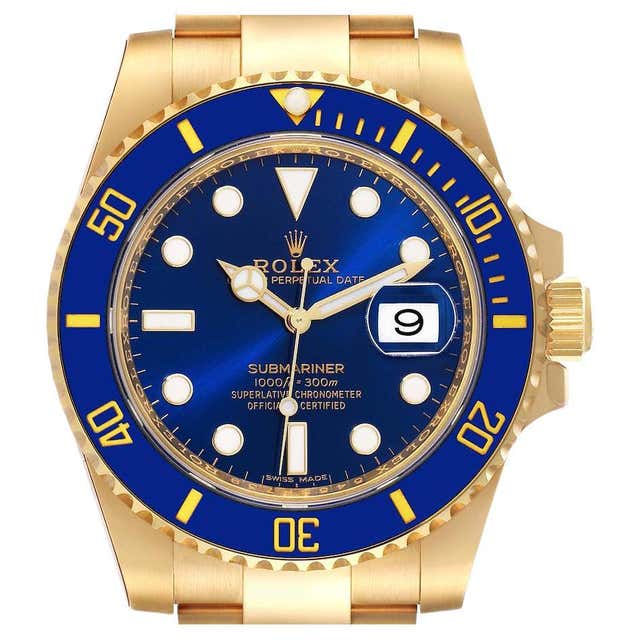 Rolex 16618 Submariner Blue Bezel and Dial Watch at 1stDibs