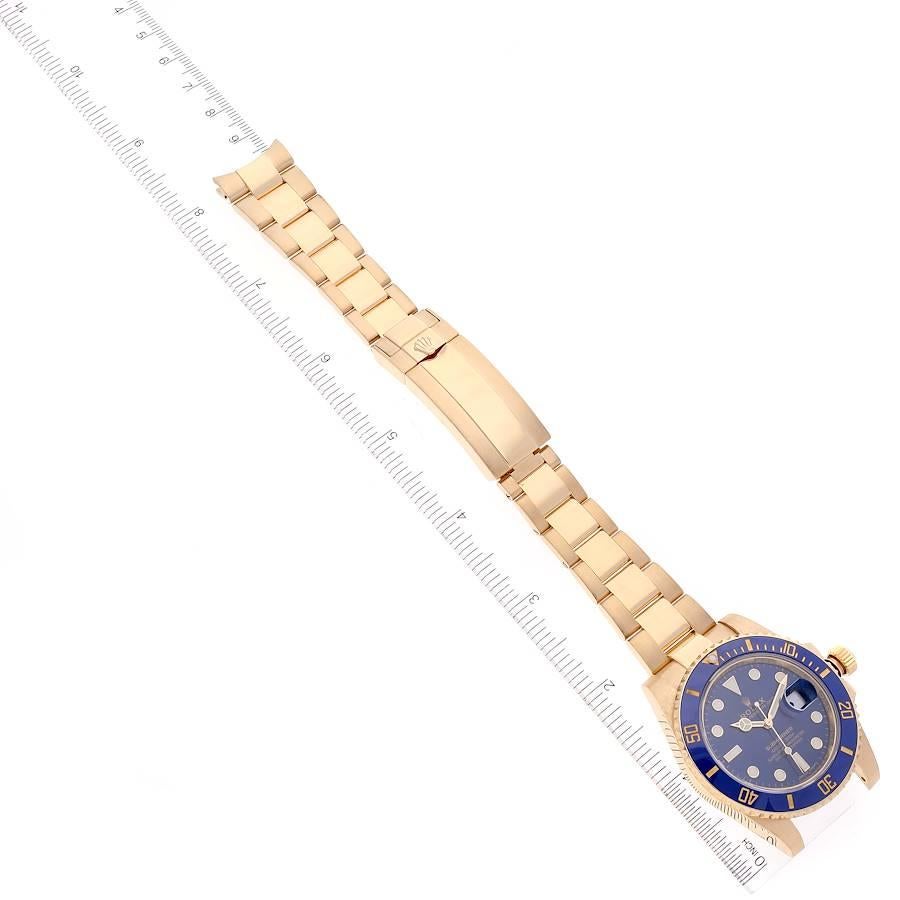 Rolex Submariner Yellow Gold Blue Dial Ceramic Bezel Mens Watch 116618 en vente 4