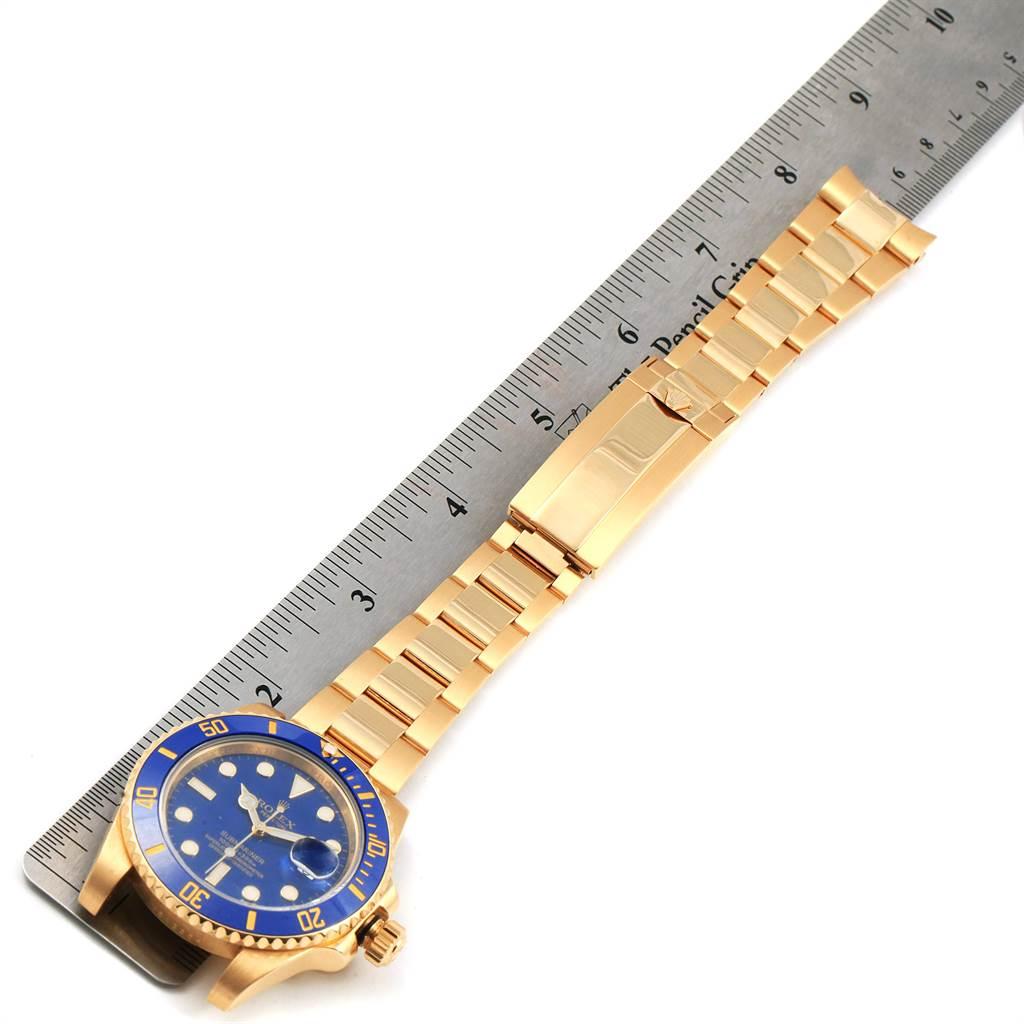 Rolex Submariner Yellow Gold Blue Dial Ceramic Bezel Men's Watch 116618 For Sale 5