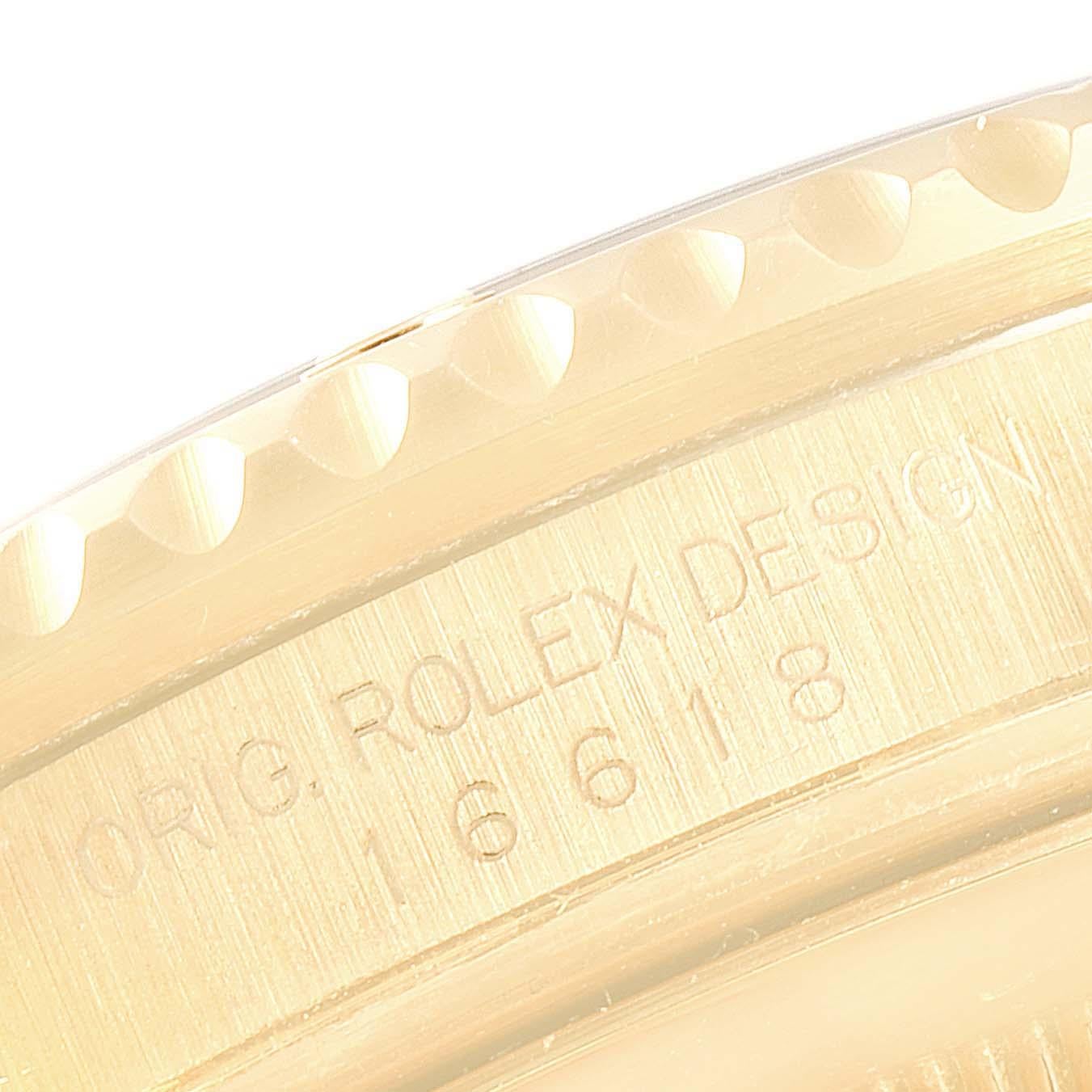 Rolex Submariner Yellow Gold Diamond Sapphire Serti Dial Watch 16618 4