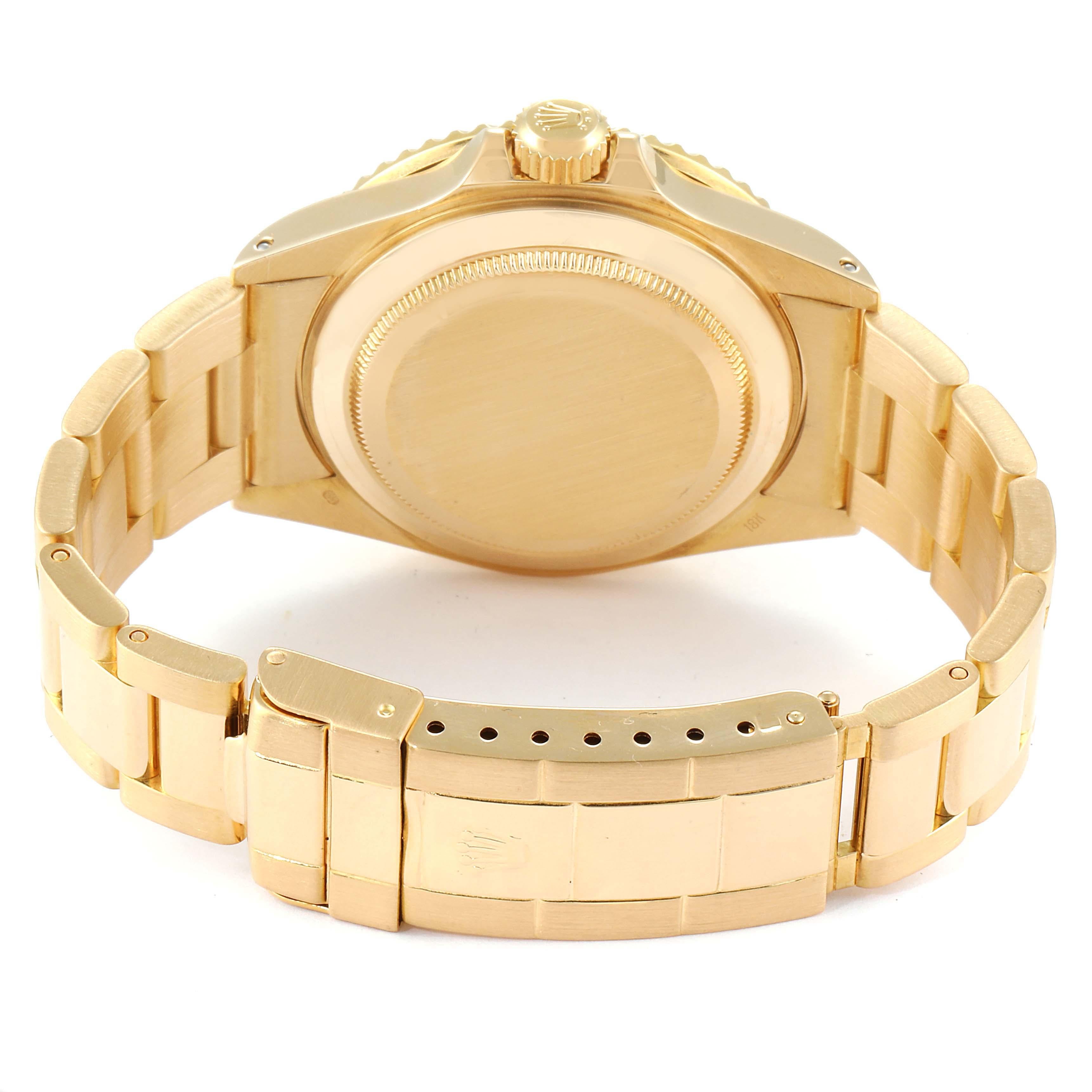 Rolex Submariner Yellow Gold Diamond Sapphire Serti Dial Watch 16808 3
