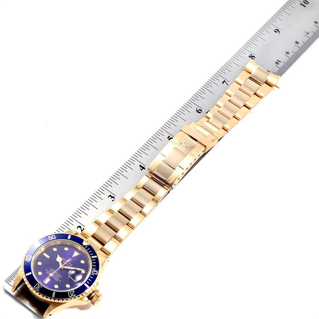 Rolex Submariner Yellow Gold Purple Dial Men's Watch 16618 For Sale 4