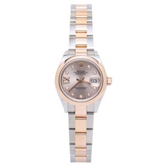 Rolex Sundust Diamond 18k Everose Gold Stainless Steel Datejust Wristwatch 28 mm