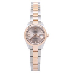 Montre-bracelet Rolex Sundust Datejust 28 mm en or 18 carats Everose et acier inoxydable avec diamants