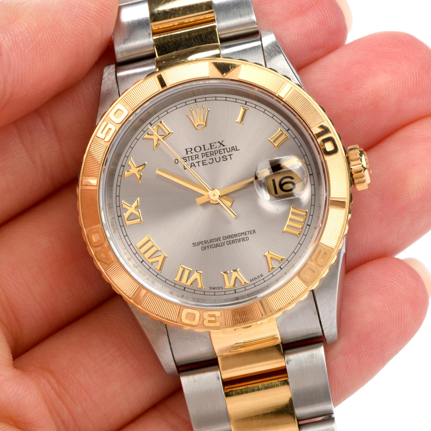 Women's or Men's Rolex Thunderbird Datejust Turn-O-Graph Ref. 16263 Steel & Gold Watch