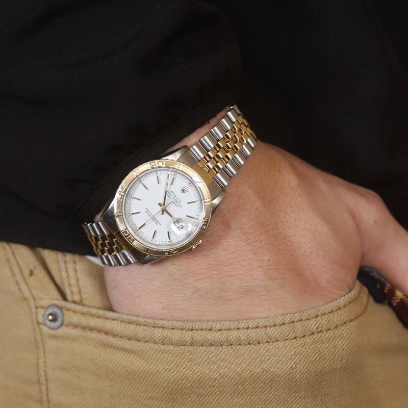 Rolex Thunderbird Datejust Men's Wristwatch 16263 Stainless & 18k Gold 1Yr Wnty In Good Condition For Sale In Greensboro, NC
