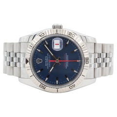 Rolex Thunderbird Turn-O-Graph Datejust Blue Dial Stainless Steel 116264 B&P
