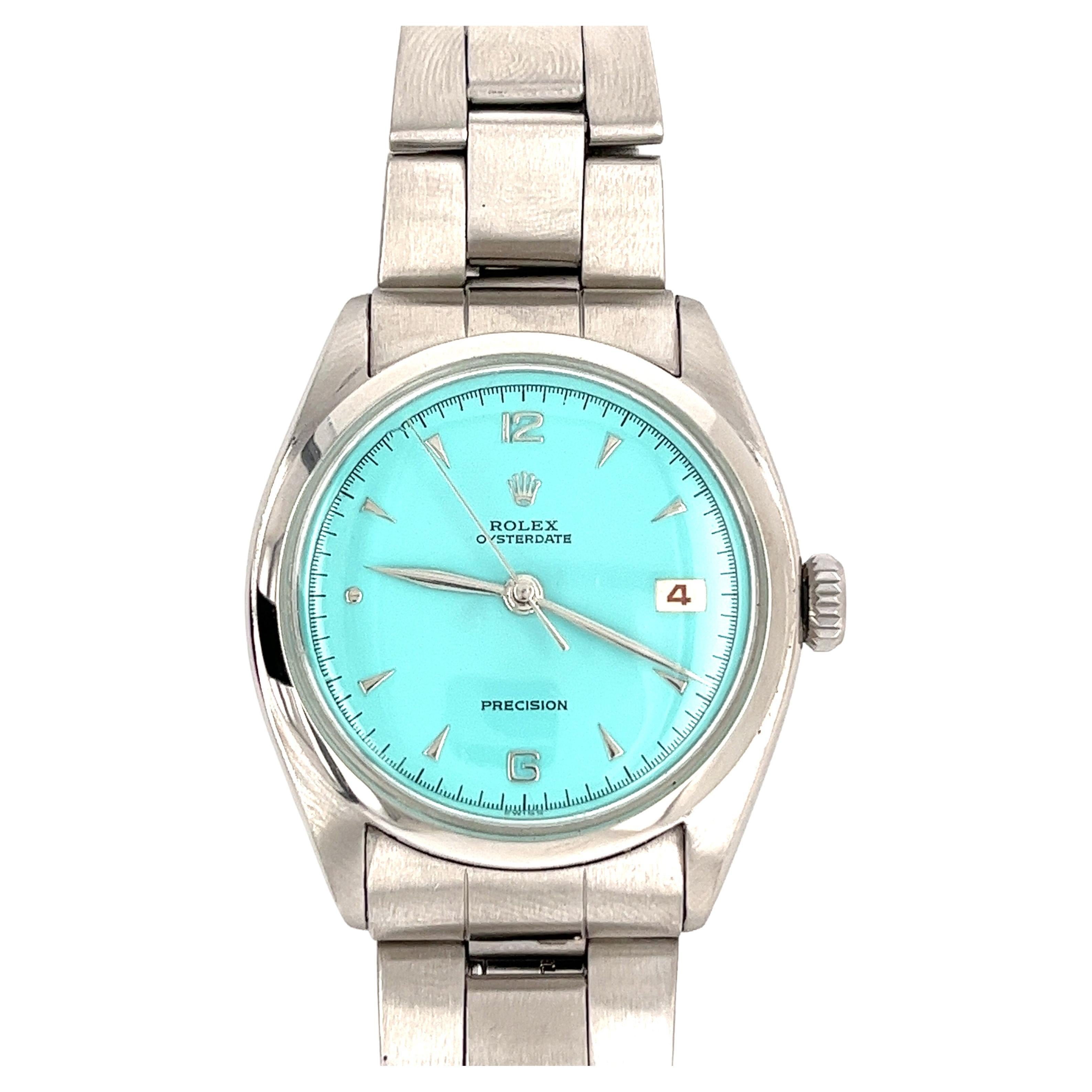 Rolex Tiffany Blue Oyster Date Precision Vintage 1963 For Sale at 1stDibs |  tiffany blue rolex, casio vintage tiffany blue, rolex with tiffany blue face