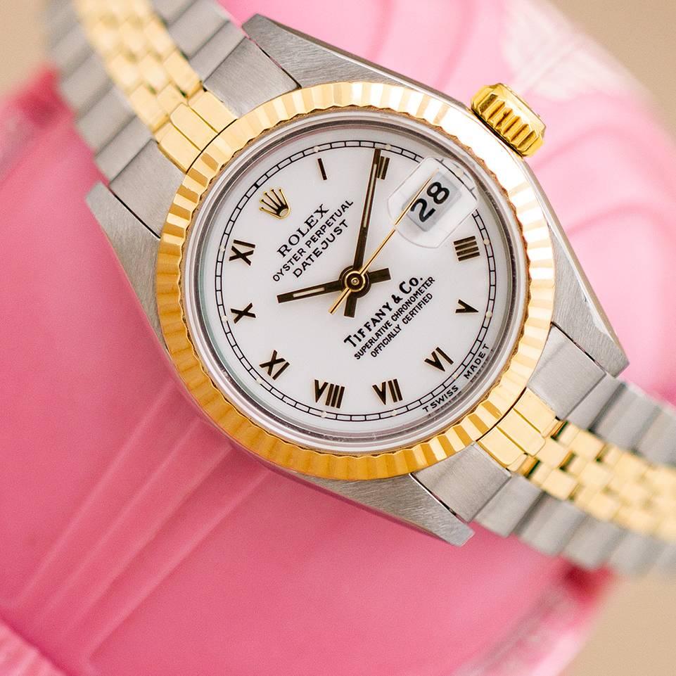 Women's Rolex Tiffany & Co. Yellow Gold Stainless Steel Datejust self winding Wristwatch