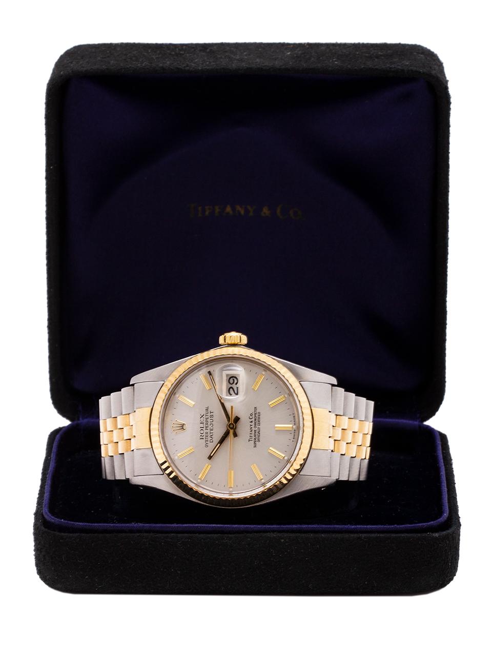 Rolex Tiffany & Co. yellow gold Stainless Steel self winding wristwatch, c1980  For Sale 2
