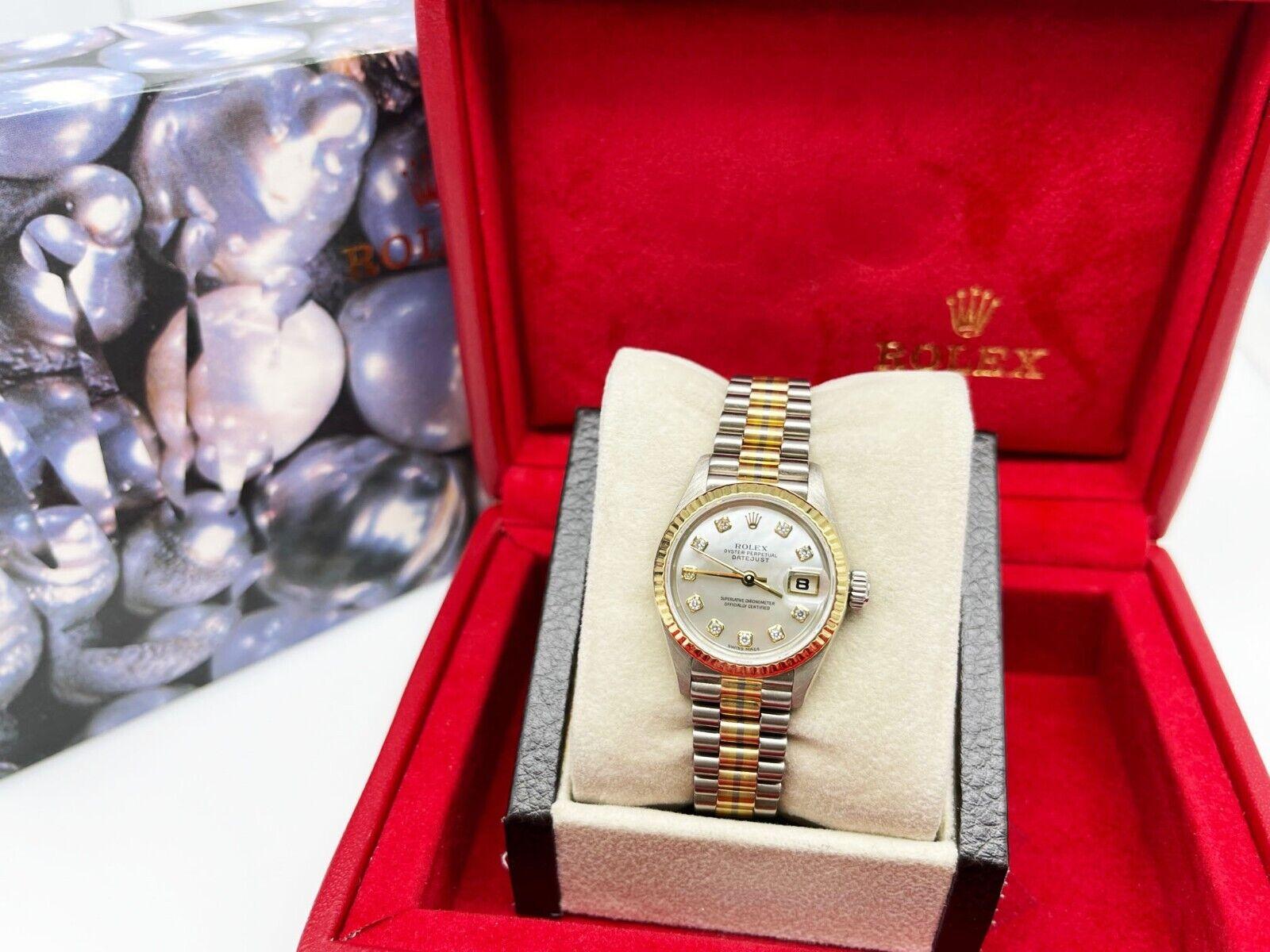 Rolex Tridor Ladies President 79179 MOP Diamant-Zifferblatt 18K Gold Gelb Rose Weiß Damen